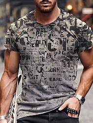 Per uomo maglietta Magliette maglietta consumata Pop art Girocollo A B C D E Stampa 3D Plus Size Informale Giornaliero Manica corta Abbigliamento Vintage Originale Essenziale Taglio attillato