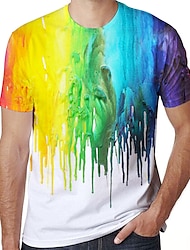 Per uomo Camicia maglietta Magliette Pop art Arcobaleno Vari colori Rotonda Bianco Stampa 3D Plus Size Giornaliero Sport Manica corta Stampa Abbigliamento Attivo