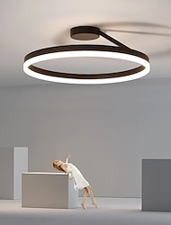 luz de teto led círculo moderno preto branco 40cm 50cm luzes embutidas em alumínio estilo artístico estilo moderno acabamentos pintados com estilo LED moderno 220-240v