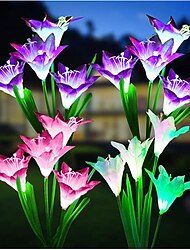 4-kops zonne-led leliebloemlampen, zonne-tuinverlichting voor buiten, RGB-kleur, waterdicht, 600 mAh, tuin, gazon, bruiloftsdecoratie 1/2 stuks