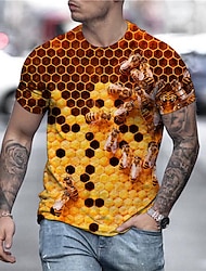 Men's Unisex Shirt T shirt Tee Tee Funny T Shirts Bee Graphic Prints Crew Neck Yellow Light Brown Orange Gold Brown 3D Print Daily Holiday Short Sleeve Print Clothing Apparel Designer Casual Big and