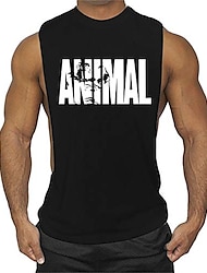 uomo uomo bodybuilding animale canottiera canotta t-shirt stampa vintage gilet camicia muscolare stampa 85% cotone 15% elastan, nero , m