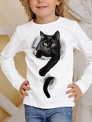 copii tricou pisică cu imprimare 3d tricou cu mânecă lungă pisică animal print albastru alb roz top pentru copii toamnă casual zilnic școală potrivire obișnuită 4-12 ani