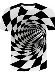 Per uomo Camicia maglietta Pop art Fantasia geometrica 3D Rotonda A B C D Bianco Casual Manica corta Stampa Abbigliamento