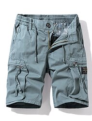 Men's Cargo Shorts Hiking Shorts Elastic Waist Multi Pocket Multiple Pockets Plain Comfort Breathable Knee Length Casual Daily Fashion Streetwear ArmyGreen Black