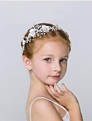 Girls' Cute Princess Wedding Headpiece White Flower Fashion Cute Headband Pearl Hair Dress for Girl