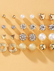 12 pares set stud earrings earrings boda cumpleaños con estilo romántico clásico coreano cool pearl earrings joyas de oro para regalo de boda fecha formal promesa 1 set