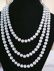 Collar de hebras Perla Artificial Mujer Sencillo Romántico Vintage Cuentas Redondo Gargantillas Para Calle Regalo Diario / collar largo