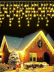 つららストリングライト装飾ライトip44屋外ホリデーライトつららカーテンライト3.5m5m 96leds216leds新年のための柔軟なストリングライトクリスマスパーティー装飾ガーランドカラフルな照明euusプラグ