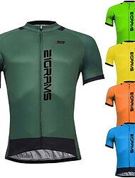 21Grams Men's Cycling Jersey Short Sleeve Bike Jersey Top with 3 Rear Pockets Mountain Bike MTB Road Bike Cycling Quick Dry YKK Zipper Back Pocket Reduces Chafing Green Yellow Dark Green Polyester