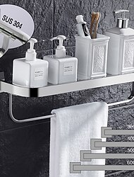 zuhanykabin modern fürdőkád multifunkcionális tároló állvány törölközőtartóval rozsdamentes acél vastagított törölközőtartó fürdőszoba edzett üveg kozmetika fürdőszobai kellékek tárolótartó