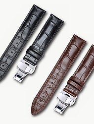 Genuine Leather Watch Band Alligator Grain Calfskin Replacement Strap Stainless Steel Buckle Bracelet for Men Women-14mm 16mm 18mm 19mm 20mm 21mm 22mm