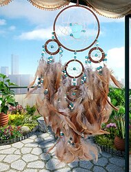 boho lapač snů ručně vyrobený dárek závěsný dekor umění ozdoba řemeslo 5 kruhů korálkové peří pro svatební festival dětských ložnic