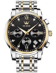 OLEVS Quartz horloges voor Voor heren Heren Analoog Kwarts Stijlvol Moderne stijl Grote wijzerplaat Dag datum Metaal Roestvrij staal