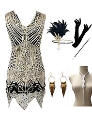 Brüllen 20s 1920s Cocktailkleid Vintage-Kleid Flapper Kleid Kleid Austattungen Maskerade Ballkleid Der große Gatsby Übergrössen Damen Karneval Party Abiball Kleid