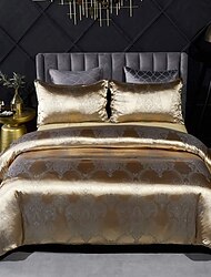 3Pc Satin Silk Duvet Cover Bedding Sets Comforter Cover with 1 Duvet Cover or Coverlet，2 Pillowcases for Double/Queen/King(1 Pillowcase for Twin/Single)，Luxury style, dry and breathable fabric