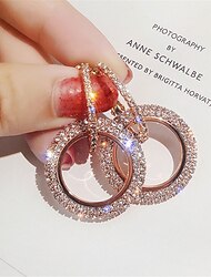 1 Pair Crystal Earrings For Women's Girls' Party Evening Date Rose Gold Circle Princess / Fashion