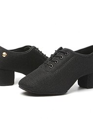 Női Latin cipő Tánccipők Modern cipő Gyakorolj a Trainning tánccipőkkel Teljesítmény Parti Gyakorlat Fűzőzsinor Félcipő Vastag sarok Fűzős Felnőttek Teveszín Fekete