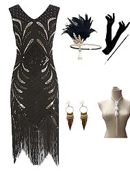 Roaring 20s 1920s Cocktail Dress Vintage Dress Flapper Dress Dress Outfits Masquerade Prom Dress The Great Gatsby Plus Size Women's Tassel Fringe Carnival Party Prom Adults' Dress