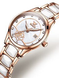 OLEVS Women's Wrist Watche Mechanical Watch Mother's Day Gift women Analog Automatic self-winding Stylish Fashion Waterproof Luminous Rhinestone Titanium Alloy Stainless Steel