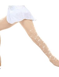 Strumplösa tights till konståkning Dam Flickor Skridskor Kläder Underdelar Kaki Elastan Skinna Hög Elasisitet Träning Tävling Skridskoplagg Håller värmen Kristall / Strass Stenar Skridskoåkning