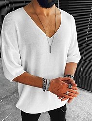 Per uomo Maglietta Maglietta a Maglia Camicia a Maniche Lunghe Mezza Manica Scollo a V Primavera & Estate Semplice Moda Leggero Classico Vacanza Casuale Ferie Nero Bianco Marrone Maglietta Top per