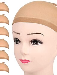 6 pezzi cappellini per parrucca marrone chiaro per parrucche in nylon elasticizzato per donna