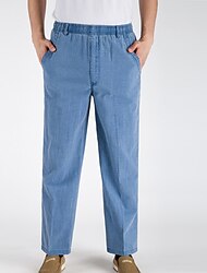Voor heren Linnen broek Broek Zomerbroek Strandbroeken Elastische taille Recht been Effen Kleur Comfort Ademend Casual Dagelijks Linnen / katoenmix Sport Stijlvol Spijkerbroekblauw erwt groen
