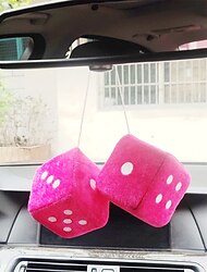 1 пара автомобильная подвеска, внутренние подвесные зеркала заднего вида, короткие плюшевые нечеткие кубики, 2,75 дюйма, плюшевое автомобильное декоративное подвесное зеркало, нечеткие кубики, удачные
