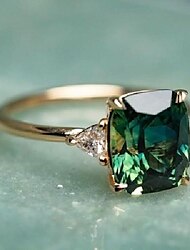 fashion retro incrustat piatră prețioasă verde pătrat inel cu patru gheare inel de logodnă incrustat
