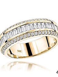 anello leggero da donna moda di lusso in oro 14k con diamanti a tre scarichi slternate semplice