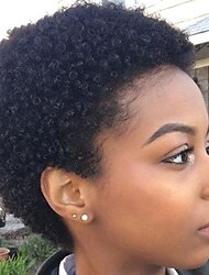アフロ変態カーリーウィッグショートカットウィッグ黒人女性のための100％ブラジルカーリー人間の髪の毛ウィッグフルマシンウィッグショートピクシーカットウィッグ