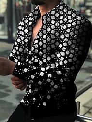 Bărbați Cămașă Cămașă grafică Floral Geometric Răsfrânt Negru Tipărire 3D Zilnic Concediu Manșon Lung Imprimare 3D Buton în jos Îmbrăcăminte Modă Designer Casual Respirabil