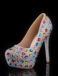 Zilveren pumps met strass-versiering voor dames – glamoureuze bruids- of avondschoenen voor bruiloften en speciale gelegenheden