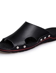 Men's Sandals Slides & Flip-flops Casual Daily Faux Leather Loafer Black White Blue Spring