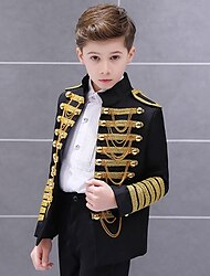 Prince Aristocrat Retro Vintage Rococo Medieval 18th Century Coat Outfits Suit Trousers Boys Kid's Costume Vintage Cosplay Birthday Party / Evening Prom Long Sleeve Coat World Book Day Costumes