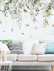 2 peças 30x90cm ornamentos de borboleta de folha verde tropical quarto sala de estar varanda decoração de parede para casa adesivos de parede autoadesivos