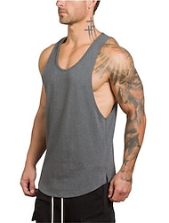 Men's Tank Top Vest Top Undershirt Sleeveless Shirt Solid Color Crew Neck Casual Daily Sleeveless Clothing Apparel Cotton Sports Fashion Lightweight Big and Tall