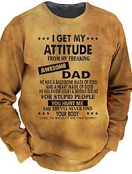 Men's I Get My Attitude From My Freaking Awesome Dad Sweatshirt Pullover Lightweight Hoodie Long Sleeve Sweatshirt Crew Neck Designer Basic 3D Sports Outdoor Daily Spring Fall