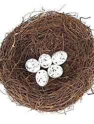 卵ホルダー付き4サイズの人工籐鳥の巣DIY手作りの鳥かごイースターウィンドウの装飾巣箱の卵の収納バスケット