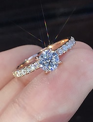 指輪 結婚式 幾何学的 ローズゴールド ホワイト 合金 ジェミニ シンプル エレガント 1個 / 女性用 / 贈り物 / 婚約