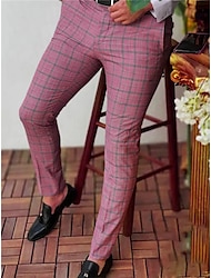 Men's Chinos Trousers Pants Trousers Pencil Pants Jogger Pants Pocket Classic Plaid Lattice Graphic Prints Comfort Outdoor Ankle-Length Formal Business Daily Chino Smart Casual Khaki Red