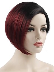 parrucca onda corta parrucca capelli lisci sfumati da donna nera parrucca sintetica taglio pixie fibra ad alta temperatura
