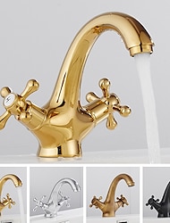 Bathroom Sink Faucet,Classic Electroplated / Painted Finishes Centerset Two Handles One Hole Bath Taps
