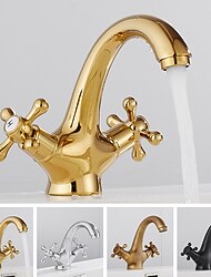 Bathroom Sink Faucet,Classic Electroplated / Painted Finishes Centerset Two Handles One Hole Bath Taps