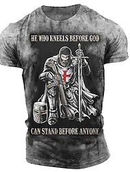 Per uomo maglietta Magliette grafiche Magliette con slogan maglietta consumata Croce Templare Soldier Girocollo Rosso Blu Marrone Verde Grigio Stampa 3D Plus Size Esterno Informale Manica corta Stampa