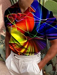 Pánské Polo trička Golfová košile Abstraktní Podlouhlá Přehnutý Světlá růžová Vodní modrá Trávová zelená Šedá 3D tisk Ležérní Denní Krátký rukáv Tisk Oblečení Módní Designové Na běžné nošení Prodyšné
