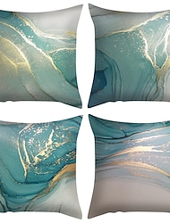 textura de mármol turquesa y oro plata fundas decorativas para cojines de lujo abstracto fluido arte tinta funda de almohada de terciopelo suave fundas de cojines cuadrados para sofá 20 x 20 pulgadas