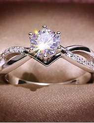 1個 指輪 For 女性用 キュービックジルコニア ホワイト 結婚式 記念日 誕生日 合金 クラシック