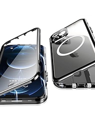 טלפון מגן עבור iPhone 14 13 12 Pro Max Plus אייפון 11 פרו מקס מארז ספיחה מגנטי עם Magsafe זכוכית דו צדדית עמיד בזעזועים אחיד זכוכית משוריינת מתכת